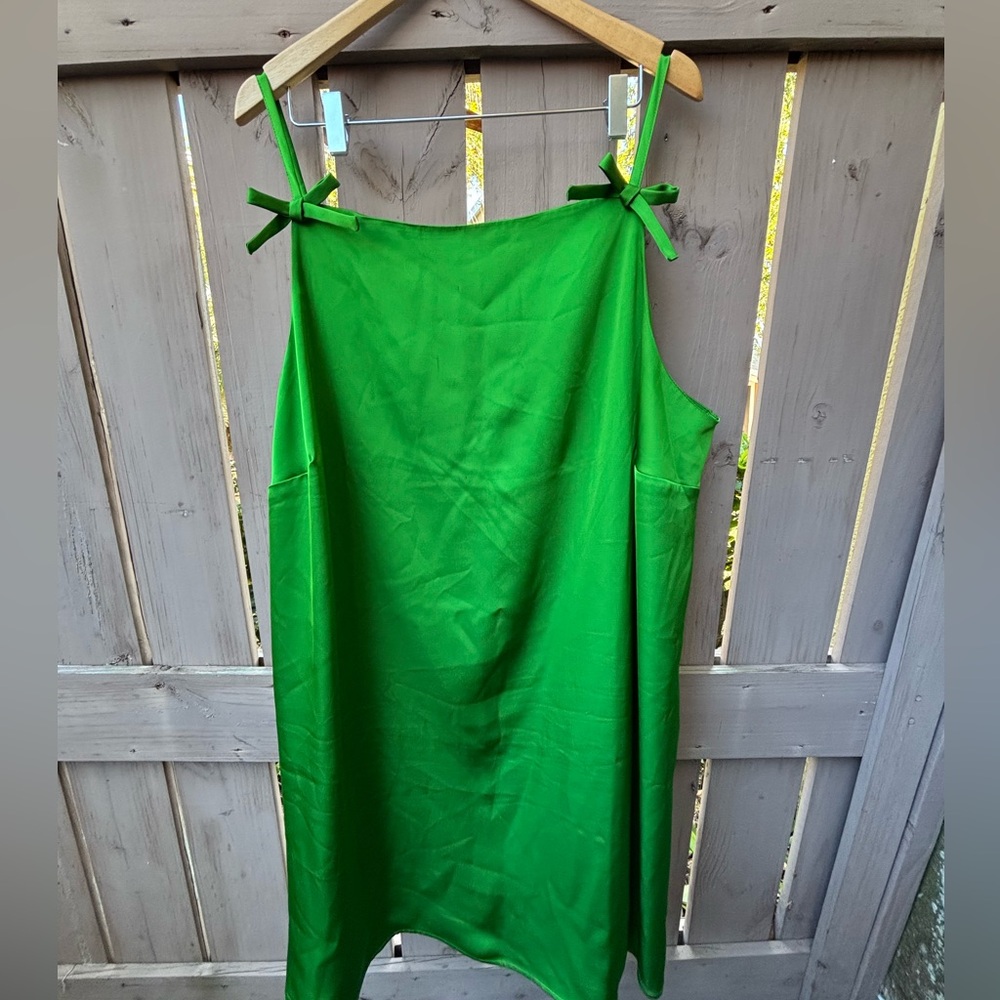 kate spade Bright Green Slip Dress with Tie Straps - Picture 2 of 11